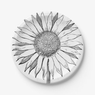 Assiettes En Carton Tournesol illustré