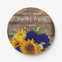 Tournesol & Marine Roses Plaques de mariage