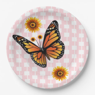 Assiettes En Carton Tournesol Papier Papier Plaques Rose Carré blanc