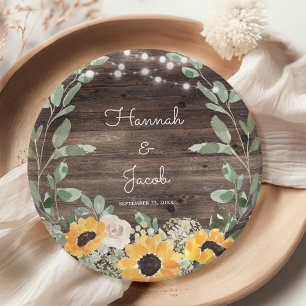 Assiettes En Carton Tournesol rustique Eucalyptus Barne Bois