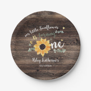 Assiettes En Carton Tournesol rustique premier anniversaire Floral