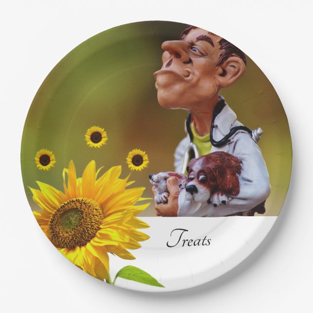 Assiettes En Carton Tournesol Vétérinaire Plaques en papier (Devant)