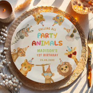 Assiettes En Carton Tous les fêtards Safari 1er Anniversaire