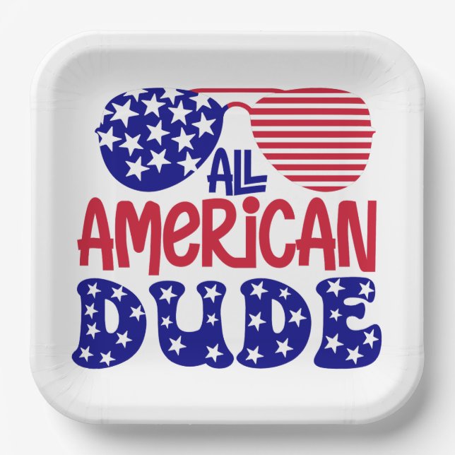 Assiettes En Carton Tous les mecs américains (Recto)