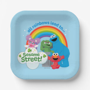 Assiettes En Carton Tous les Rainbows mènent à Sesame Street