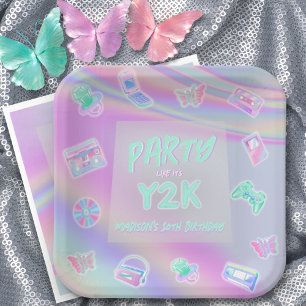 Assiettes En Carton TOUT AGE Y2K iridescendance rainbow fête d'anniver