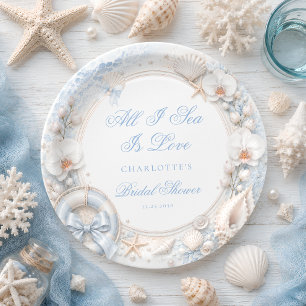 Assiettes En Carton Tout ce que je vois est un amour de mariage côtier