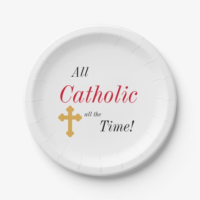 Assiettes En Carton Tout le temps catholique ! (Devant)