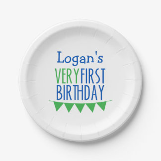 Assiettes En Carton Tout premier anniversaire donnant un petit coup
