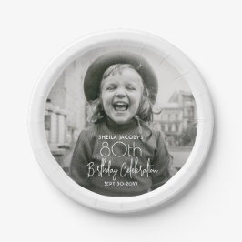 Assiettes En Carton TOUTE Anniversaire Chic White Typographie