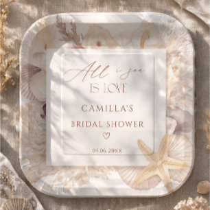 Assiettes En Carton Toute la mer n'est qu'amour Baby Shower