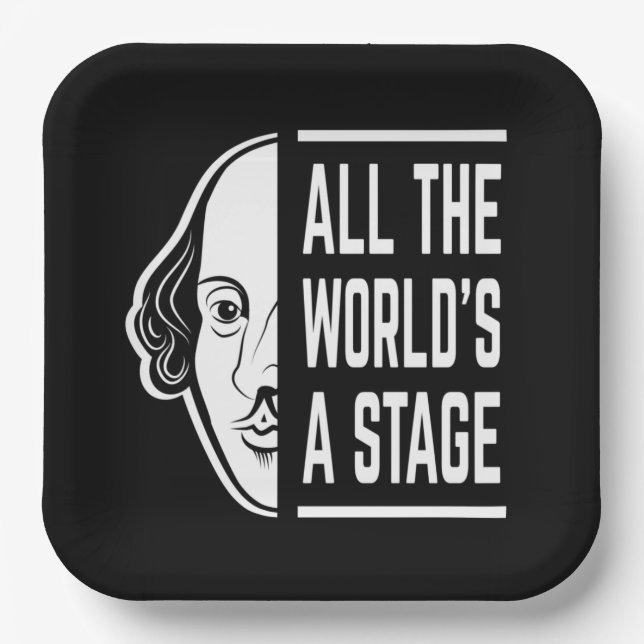 Assiettes En Carton Toute la scène mondiale Thespian Shakespeare Citat (Recto)