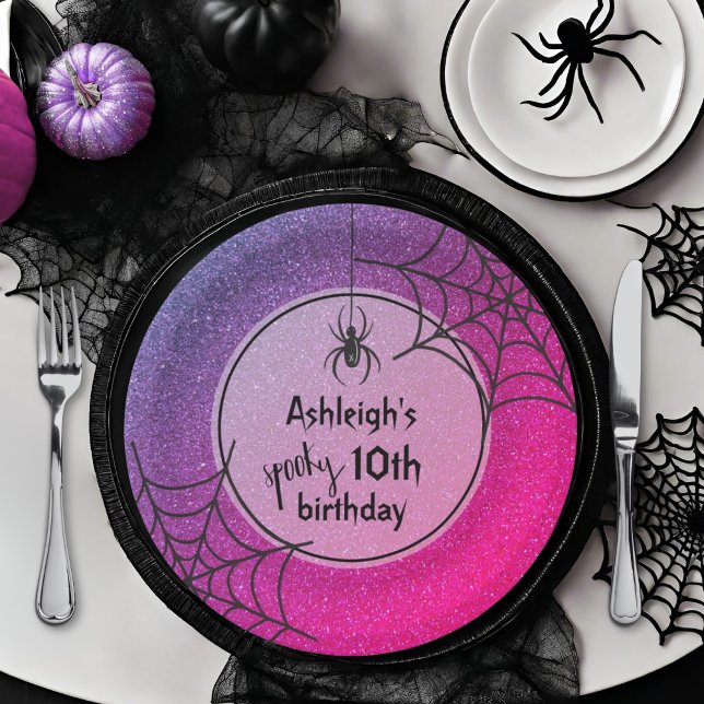 Assiettes En Carton TOUTE Parties scintillant AGE Glam Spider Hallowee (Créateur téléchargé)