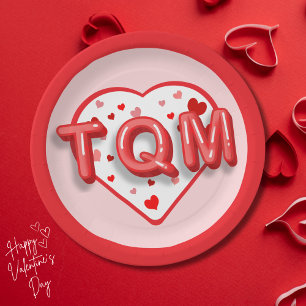 Assiettes En Carton TQM - Saint-Valentin rouge et rose