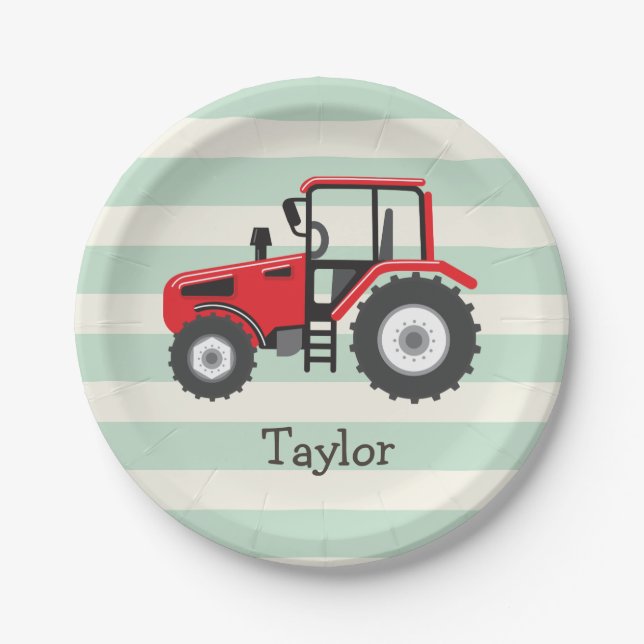 Assiettes En Carton Tracteur Red Farm (Devant)