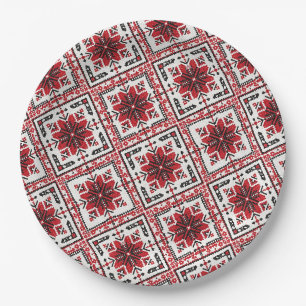 Assiettes En Carton Traditionnel ukrainien vushuvanka art populaire ro