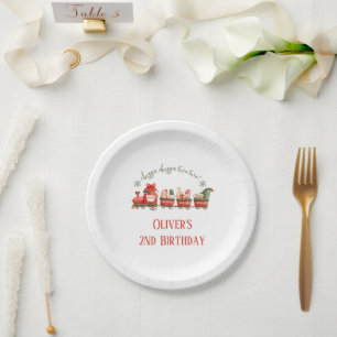 Assiettes En Carton Train 2e Anniversaire Aquarelle Santas Party Expre