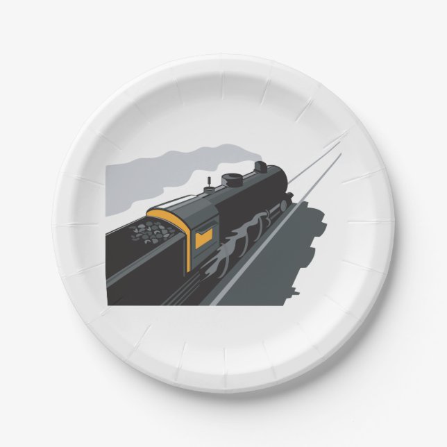 Assiettes En Carton Train à vapeur (Devant)