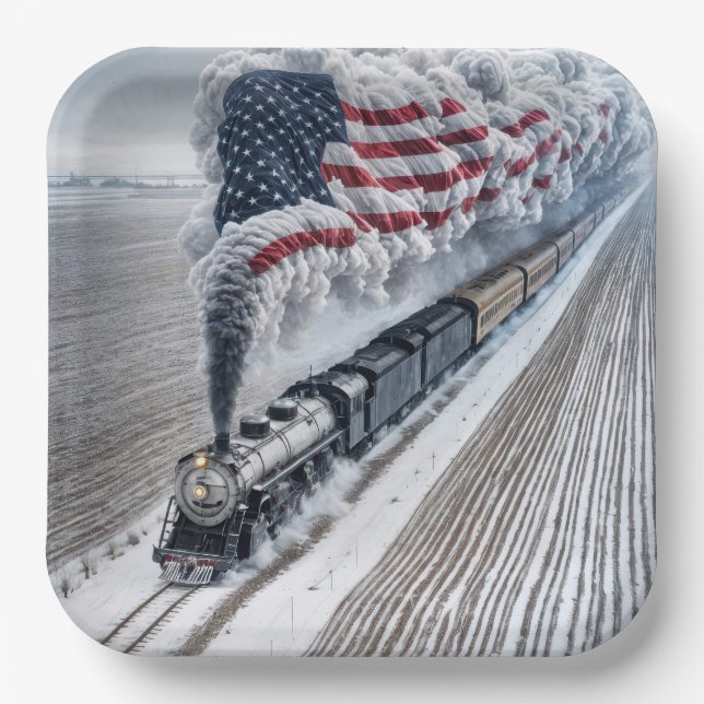 Assiettes En Carton Train américain de la liberté (Recto)