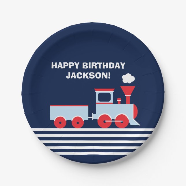 Assiettes En Carton Train Anniversaire Papier Palte 7" (Devant)