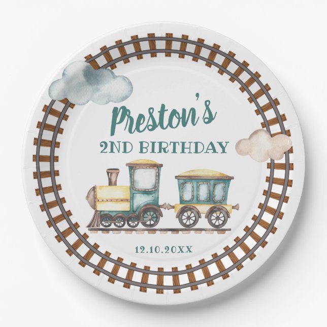 Assiettes En Carton Train Boy Birthday Papier Plate Thème (Devant)
