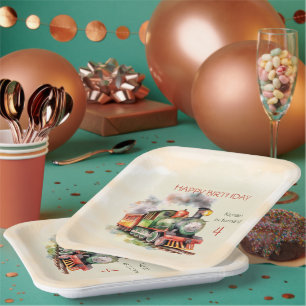 Assiettes En Carton Train Engine Boy 4e anniversaire