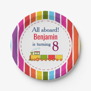 Assiettes En Carton Train Personnalisé Anniversaire Tout Âge