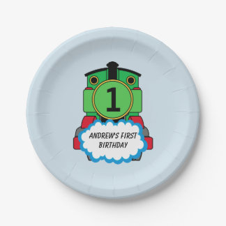 Assiettes En Carton Train Vert Bonne Plaque d'Anniversaire