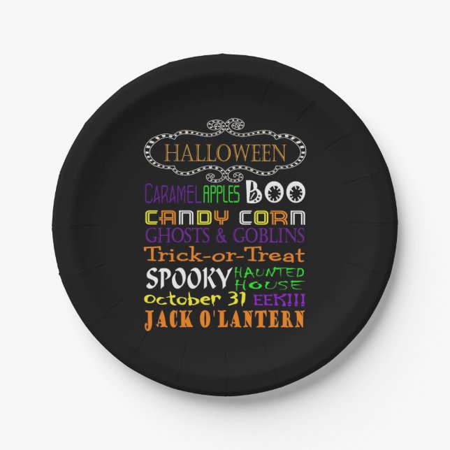Assiettes En Carton Traitements Et Craintes D'Halloween (Devant)