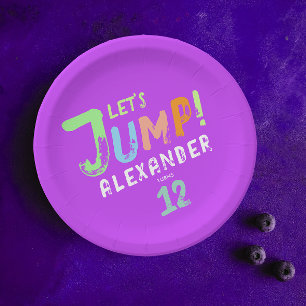 Assiettes En Carton Trampoline rose violet cool Jump Kid Bounce Party