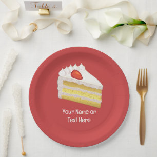 Assiettes En Carton Tranche de gâteau trois laits - Texte personnalisé