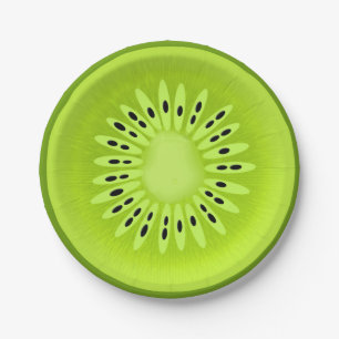 Assiettes En Carton Tranches de fruits stylisées Kiwi