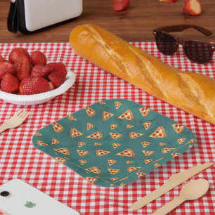 Assiettes En Carton Tranches de pizza cool motif sarcelle vintage