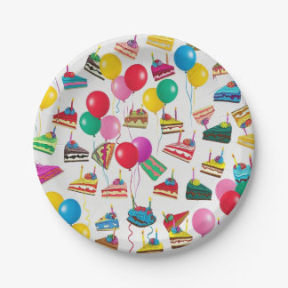 ASSIETTES EN CARTON " TRANCHES ET BALLONS DE GÂTEAU "