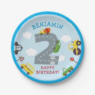 Assiettes En Carton Transport 2ème anniversaire Papier Plaque