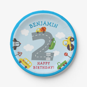 Assiettes En Carton Transport 2ème anniversaire Papier Plaque