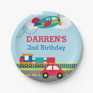 Assiettes En Carton Transport / Véhicules Garçons Fête d'anniversaire