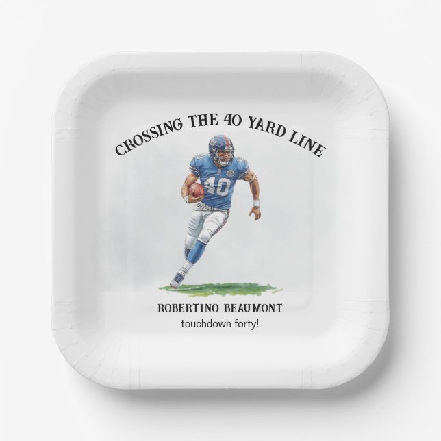 Assiettes En Carton Traverser 40 Yard American Football 40e anniversai (Recto)