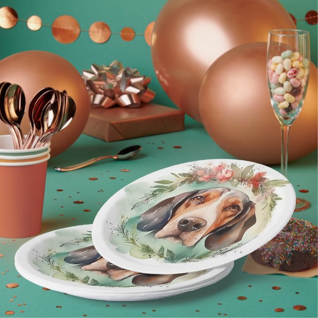 Assiettes En Carton Treeing Walker Christmas Wreath Festive Pup (Multi)