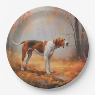 Assiettes En Carton Trekking Walker Coonhound à l'automne Feuilles aut
