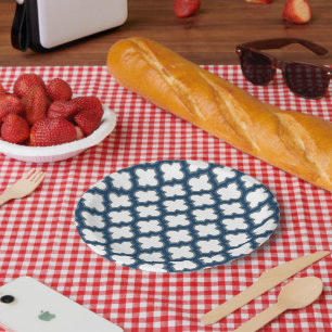 Assiettes En Carton Trellis bleu blanc et marine, treillis, Quatrefoil