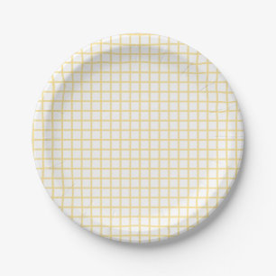 Assiettes En Carton Trellis Canari Jaune - Blanc