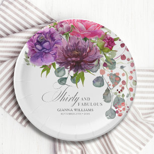 Assiettes En Carton Trente et fabuleux Elégant Floral 30e anniversaire