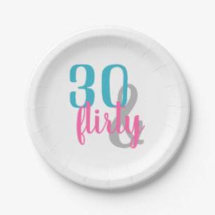 Assiettes En Carton Trente et plaques à papier d'anniversaire Flirty