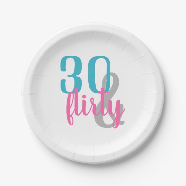 Assiettes En Carton Trente et plaques à papier d'anniversaire Flirty (Devant)