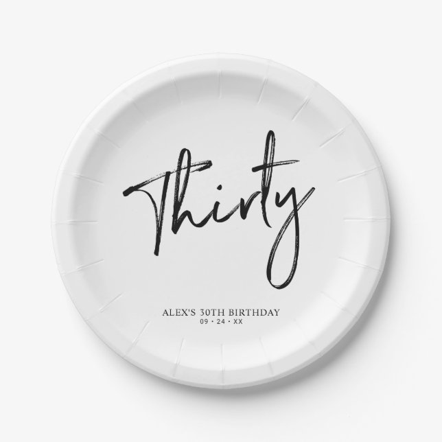 Assiettes En Carton Trente lettres modernes 30e anniversaire Plaques p (Devant)