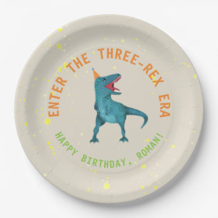 Assiettes En Carton Trex Dinosaur Plaques de fête d'anniversaire