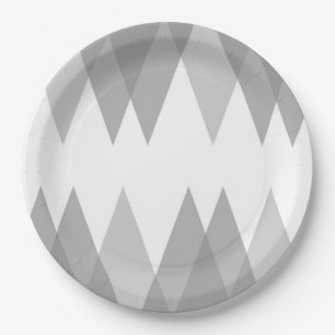 Assiettes En Carton Triangles gris