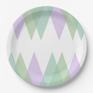Assiettes En Carton Triangles vert et lilas