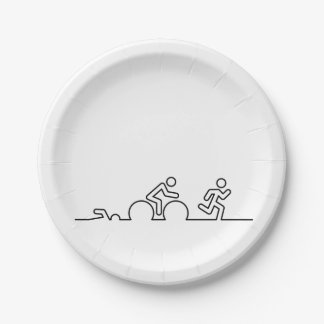 Assiettes En Carton Triathlon. Natation, cyclisme et course.